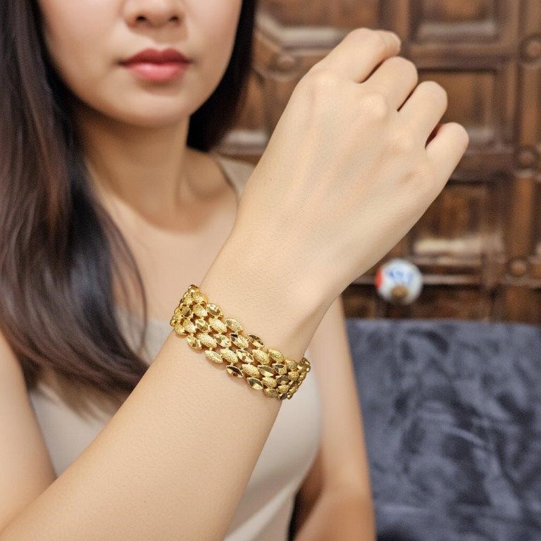 18k Italy Solid Heavy Yellow Gold Filled Bracelet-Quality Guarantee-20cm