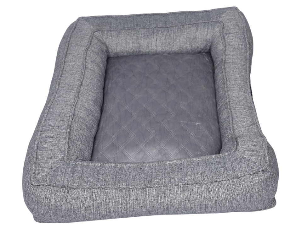 SIGNATURE Rectangular Small Bolster Pet Bed, Grey.