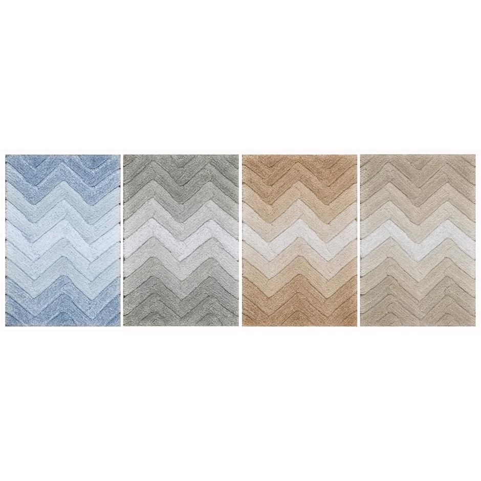 RIVIERA HOMES Chevron Bath Mat 2-Piece, Assorted Colours.
