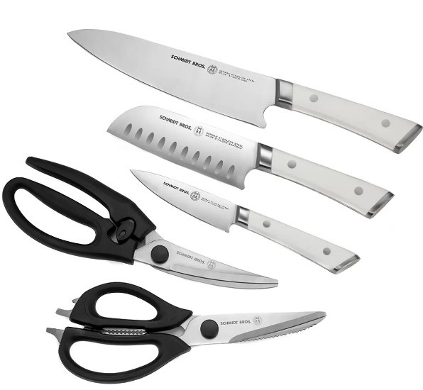 SCHMIDT BROTHERS 5pc Knives & Shears Set, Black. NB: Minor use, not in orig