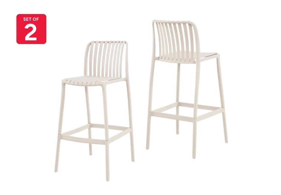 SHANGRI-LA San Lucas Bar Stools, Set of 2, Off White.