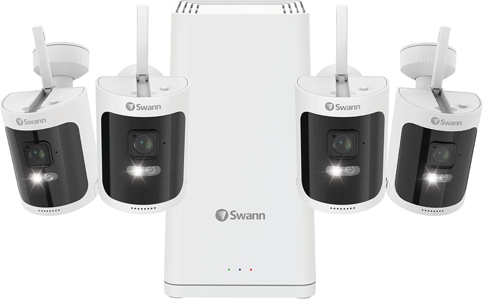 SWANN 2K Wireless Security Kit with 4 Wireless Cameras and Power Hub NVR. N