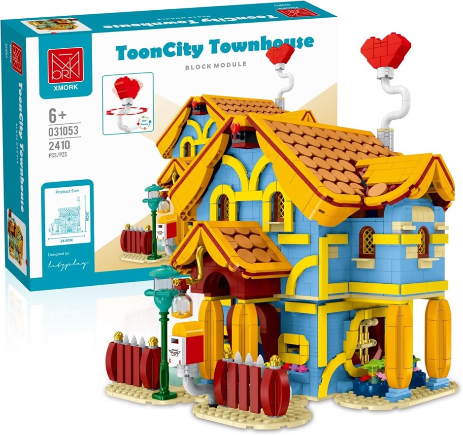 XMORK TownHouse Building Set - Street View Blocks Toys with Light, Aged 6+,