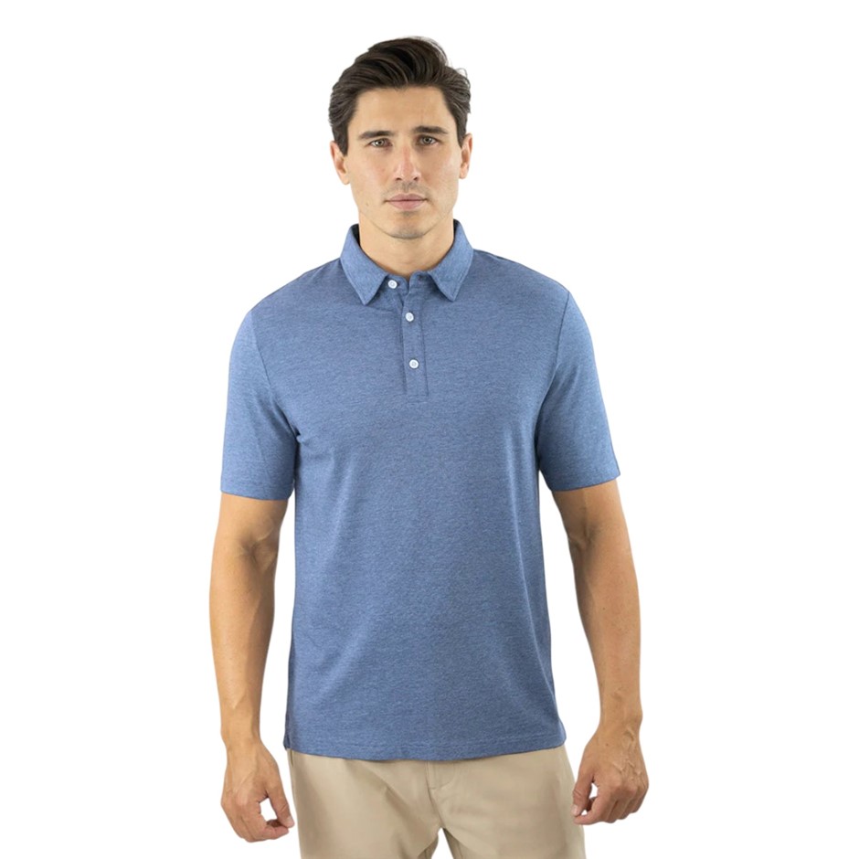JACHS Men's Polo, Size M, 58% Pima Cotton/38% Modal, Blue. Buyers Note - D