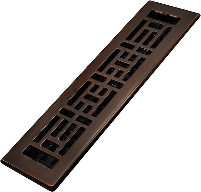 DECOR GRATES AJH212-RB Oriental Floor Register, 2x12 Inches, Rubbed Bronze