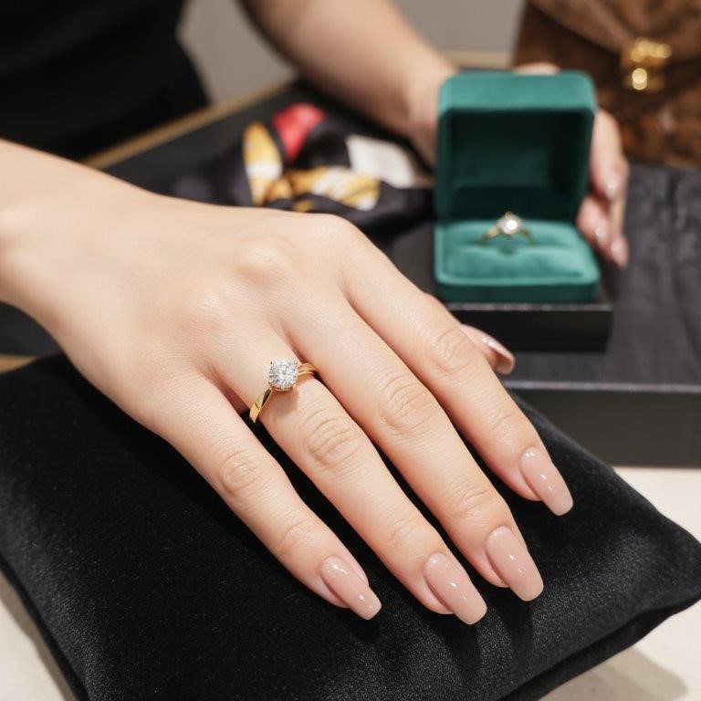 1.0ct GRA  Moissanite white  18k Solid Yellow Gold Vermeil  Ring  -9US