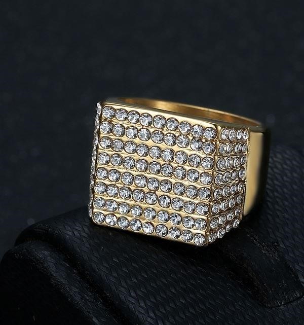 Italy 925 Silver Hip Hop Men's Ring (Stamps)-11 US