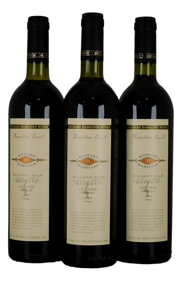 Richard Hamilton Old Vine Shiraz 1996 (3x 750mL), SA. 