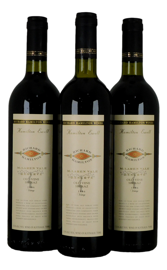 Richard Hamilton Old Vine Shiraz 1996 (3x 750mL), SA.
