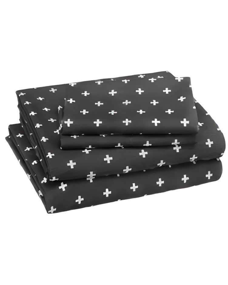 AMAZON BASICS College Dorm Microfiber Sheet Set, Black Plus's - Twin (1 Fla