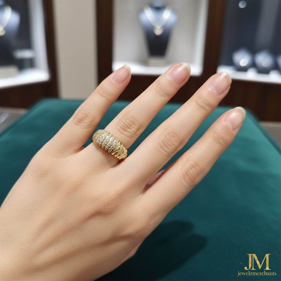 18K/ITALY Solid Yellow Gold Filled Ring -10 US