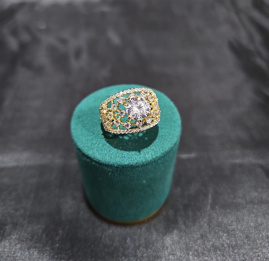 18K/ITALY Solid Yellow Gold Filled Ring -8 US