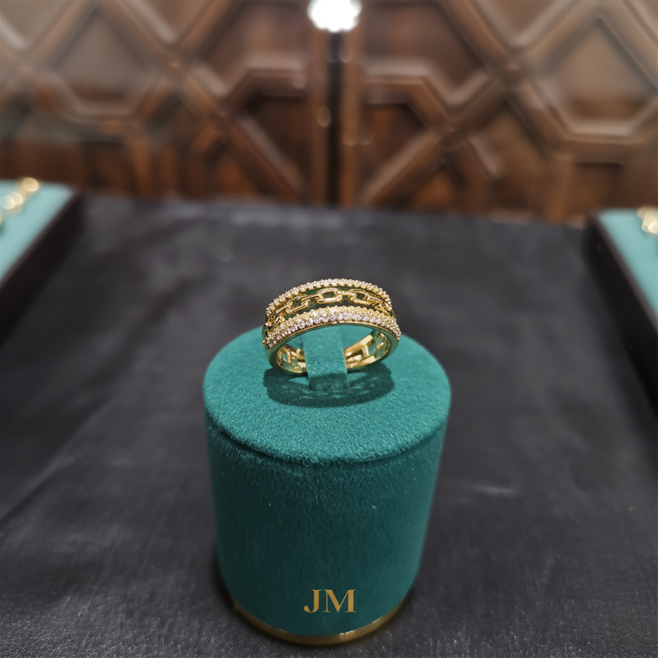 18K/ITALY Solid Yellow Gold Filled Ring -9 US