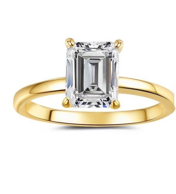 1.0ct GRA Moissanite white 18k Solid Yellow Gold Vermeil Ring -9US