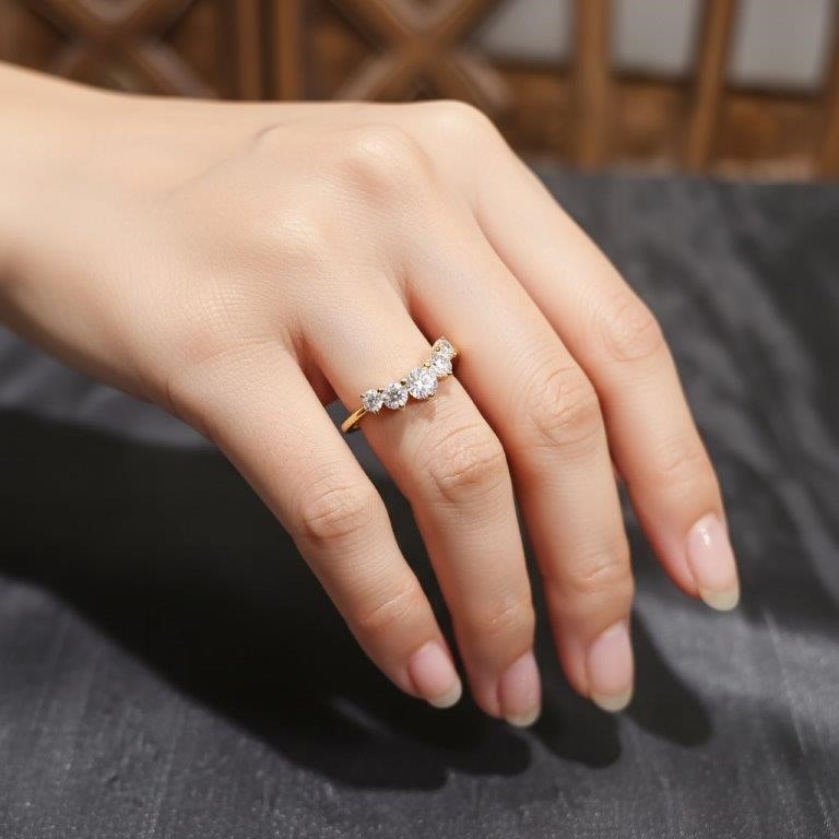 GRA Moissanite white 18k Solid Yellow Gold Vermeil Ring -7US