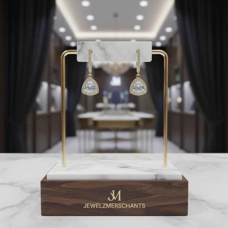 18K/ITALY Solid Yellow Gold Filled Earring -