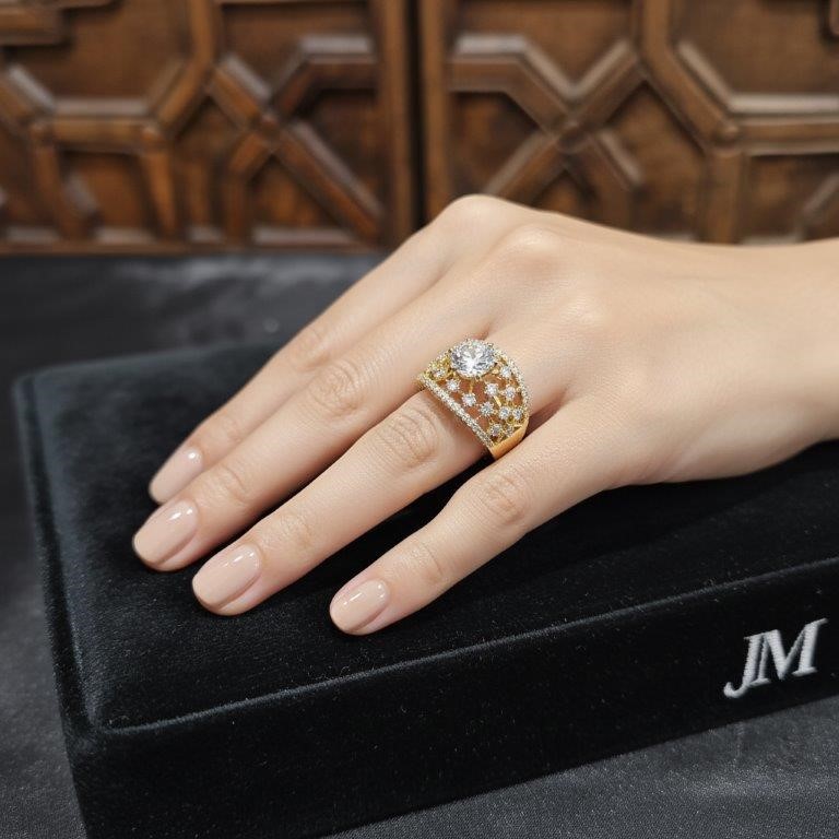 18K/ITALY Solid Yellow Gold Filled Ring -7 US