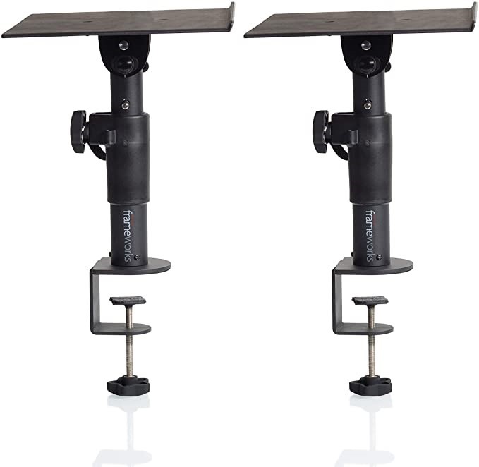 GATOR FRAMEWORKS 2pk Desktop Clamp-On Studio Monitor and Speaker Stand, GFW