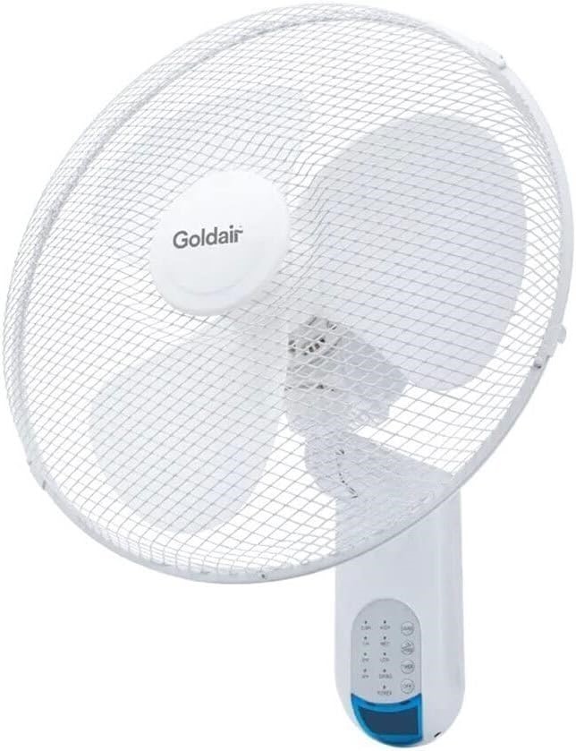 GOLDAIR 40cm Wall Fan with Remote Control, White.