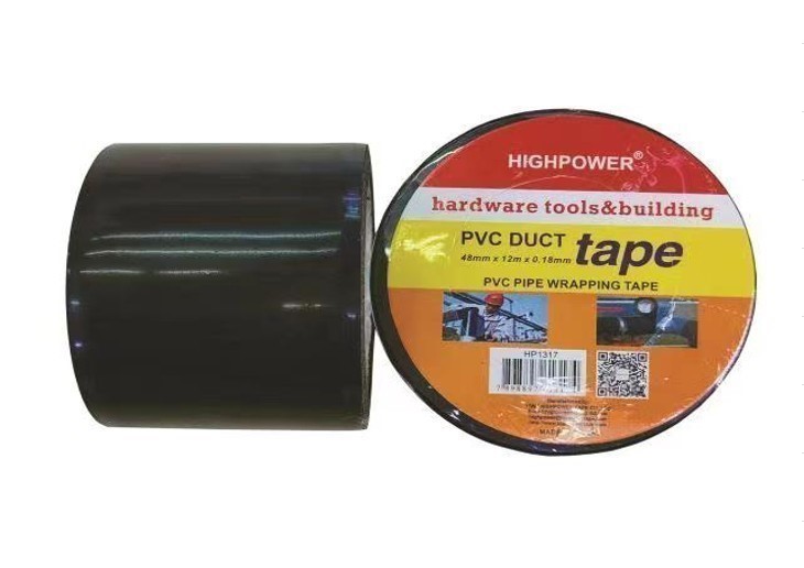 6 Rolls x HIGHPOWER PVC Pipe Wrapping Duct Tape, 48mm x 12M x 0.18mm, Black