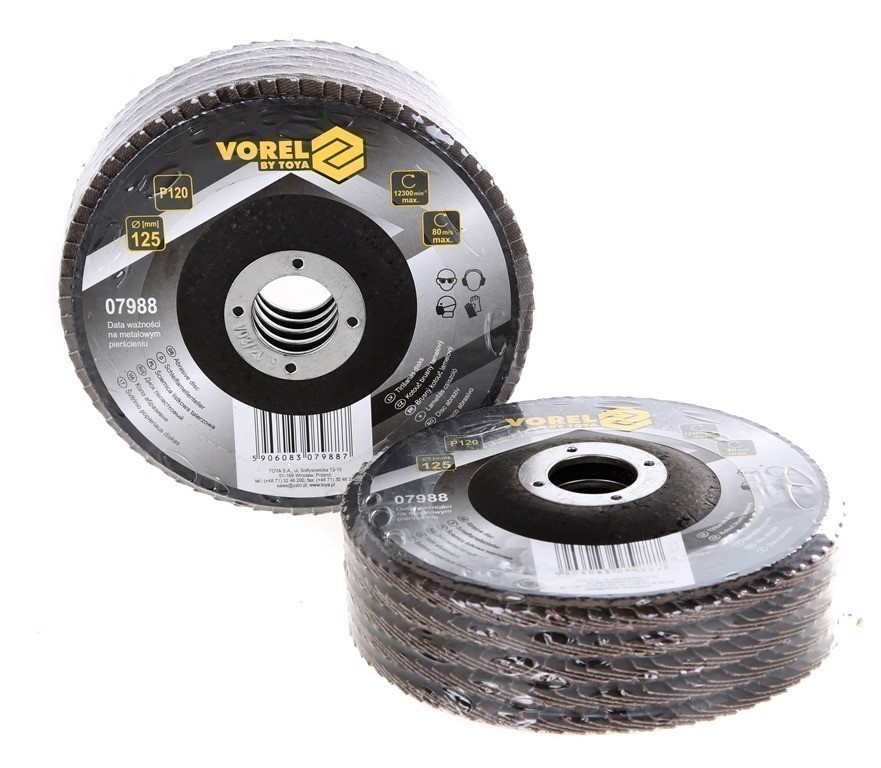 10 x VOREL Flap Discs 125mm, Grit P120.