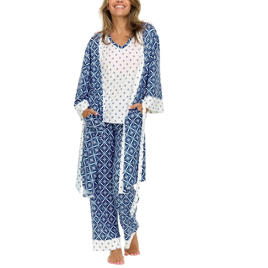 FLORA NIKROOZ Women's 3pc Lounge Set, Size 2XL, Navy. Buyers Note - Discou