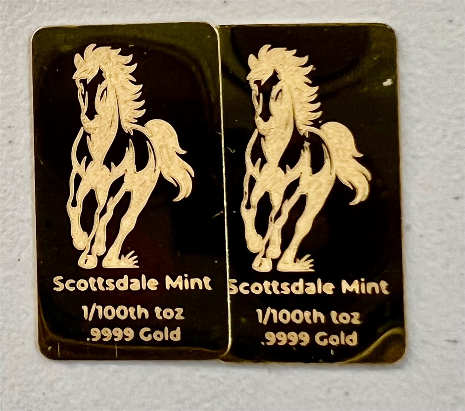 1/100oz Scottsdale Mint Gold Bar x 2