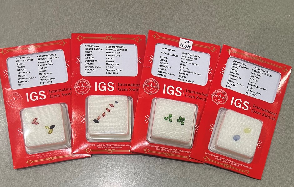 4 x Certified Sapphire & Natural Garnet Tsavotite with valuation $8,384