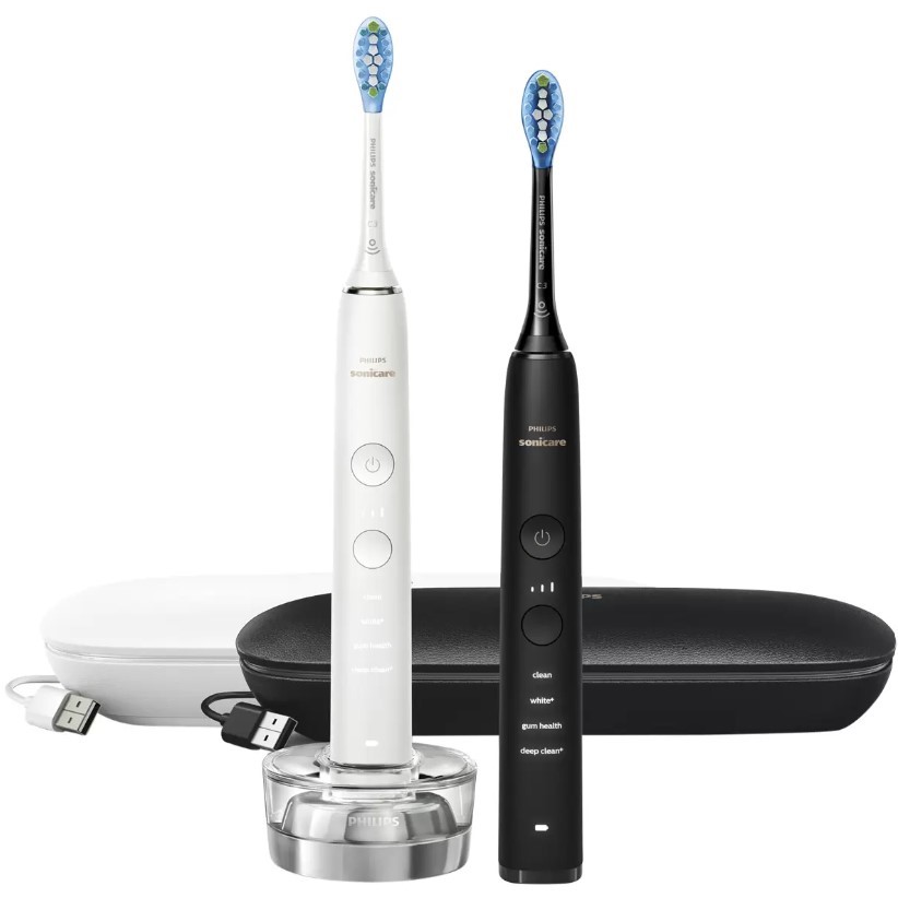 PHILIPS Sonicare Diamond Clean 9000, Electric Toothbrush, Black & White, HX