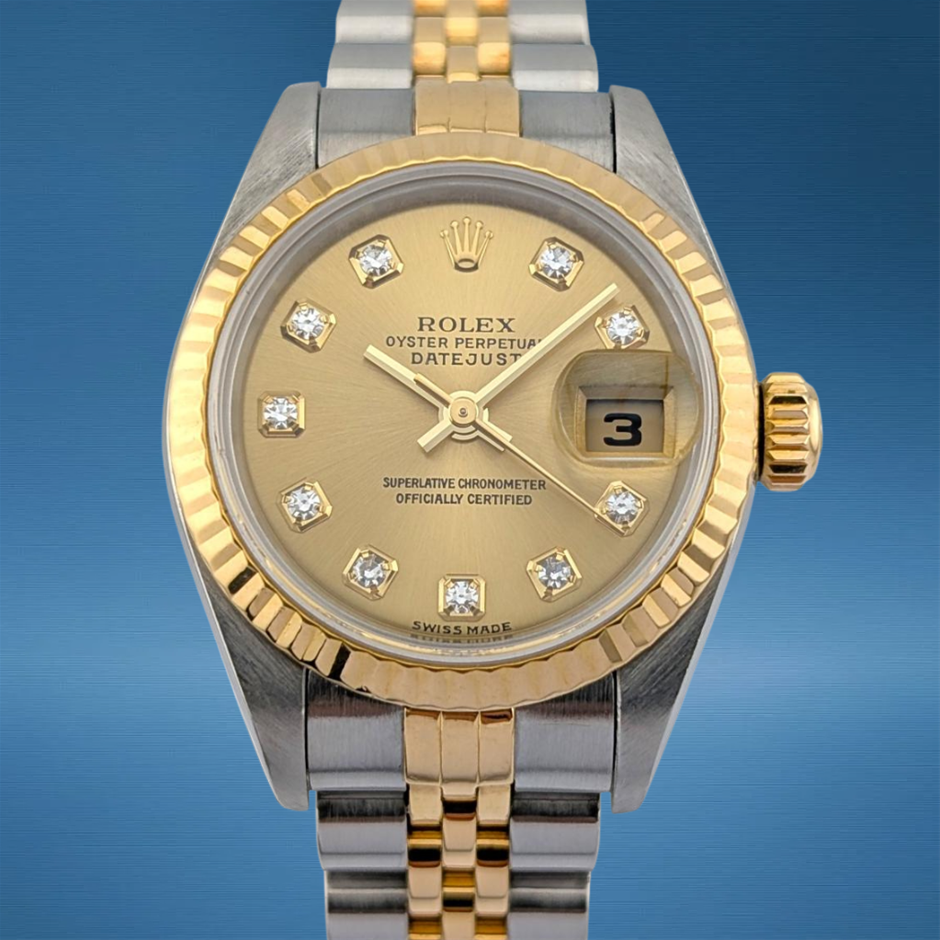 Rolex 79173G Lady-Datejust Champagne Diamond Dial 26mm RSC Card & Pouch WxO