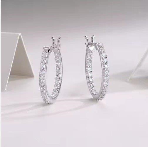 GRA Moissanite White Brilliant Cut 925 Sterling Silver Earrings-VVS1