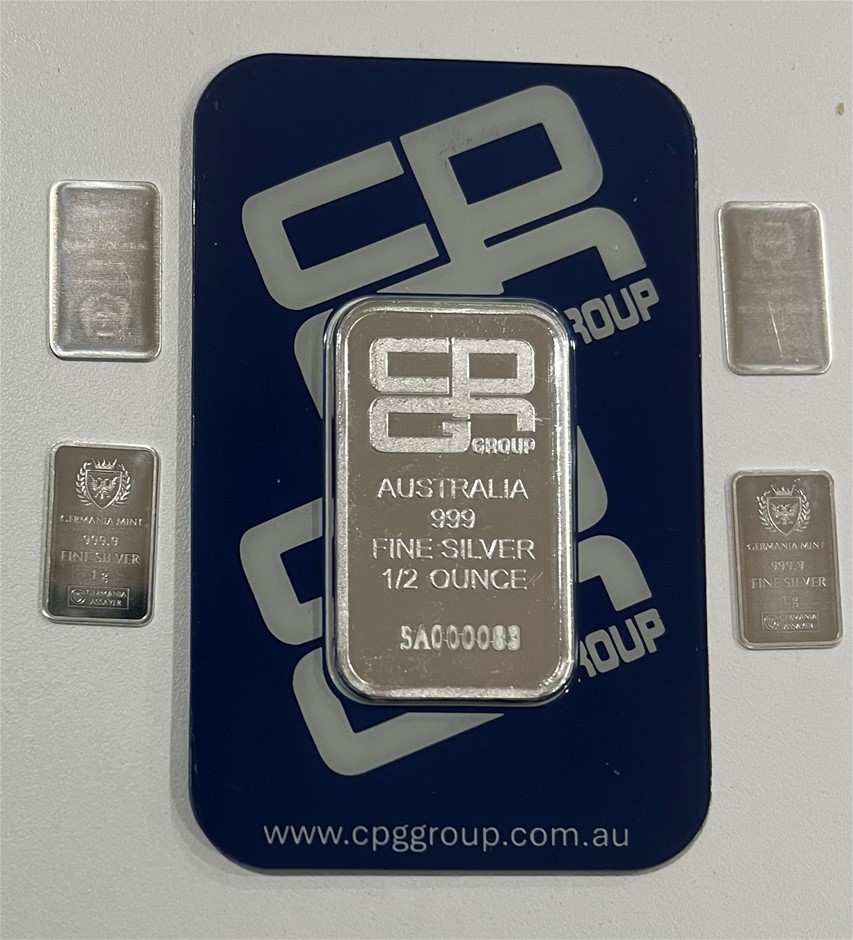 Half Ounce CPG Silver half certified Sealed Bar & 4 x Germania Mint 1g