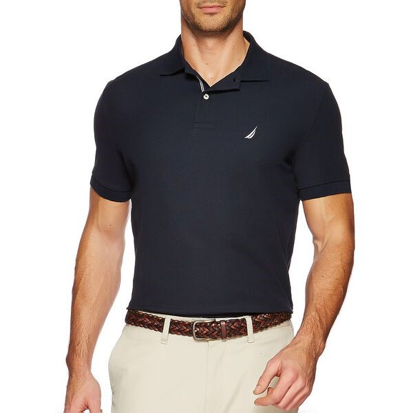 NAUTICA Men's Performance Deck Polo Shirt, Size L, Cotton, Navy.