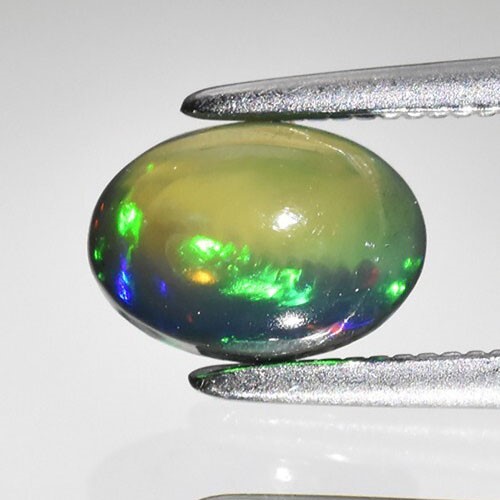 0.57ct Oval Cabochon Cut Play Of Color Black Opal Gemstones - 1Pc