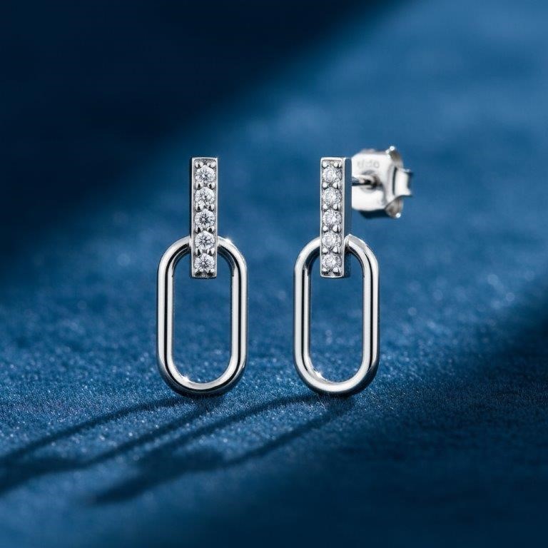 GRA Moissanite White Brilliant Cut 925 Sterling Silver Earrings-VVS1