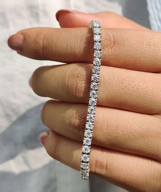 4mm GRA Moissanite White 925 Sterling Silver Tennis Bracelet-VVS1
