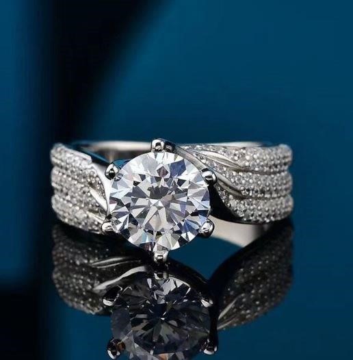 2.0ct GRA Moissanite White Pearl Cut 925 Sterling Silver Ring-VVS1