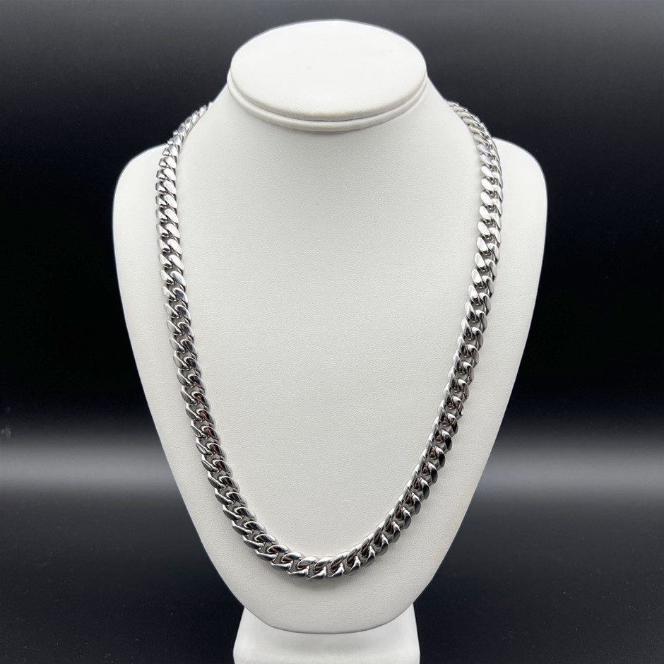 Silver-Filled Cuban Chain Necklace, 10MM Wide - 60.9cm