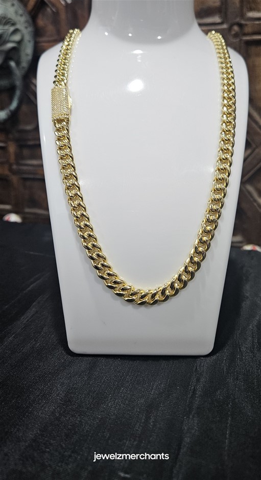 GRA Moissanite white Brilliant Cut 925 Sterling Silver Cuban Chain