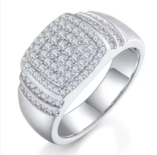 GRA Moissanite white 18k Real Gold Vermeil Men's Ring -10US-VVS1