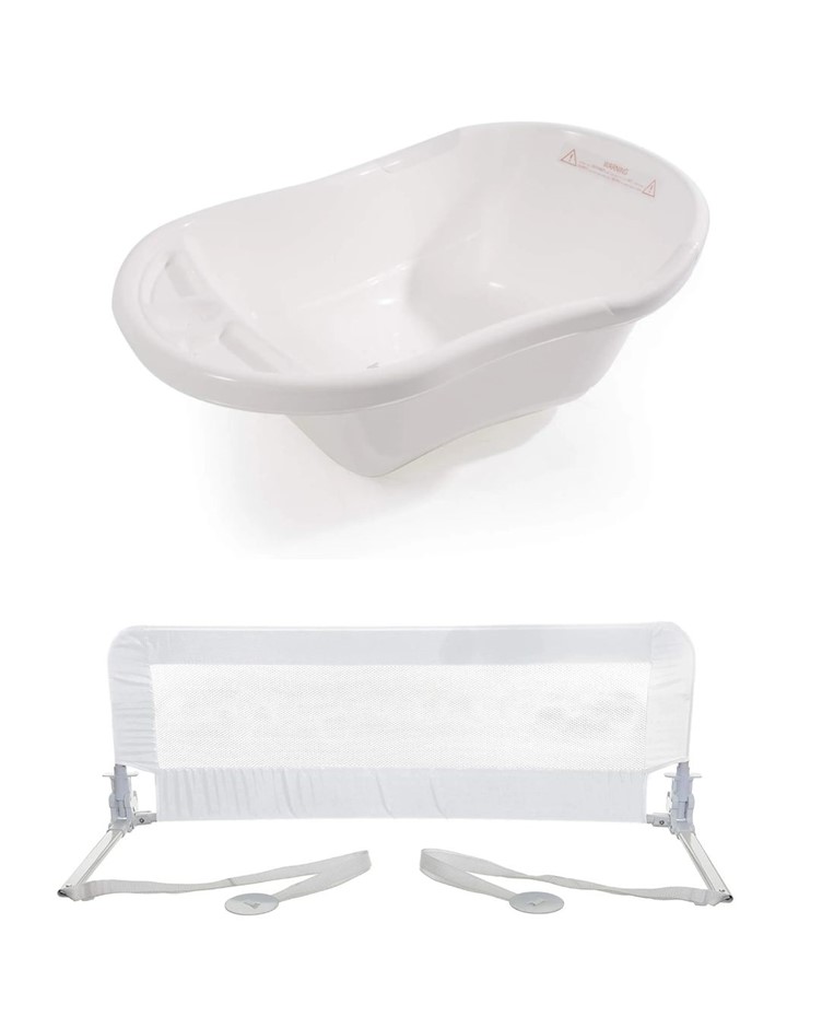 BABY BUNDLE: Love N Care Bath Tub, White + DREAMBABY Phoenix Bed Rail, Colo