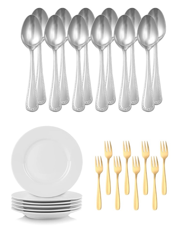 DINNERWARE BUNDLE: Amazon Basics Dinner Spoons (12-Pack) + Strawberry Stree
