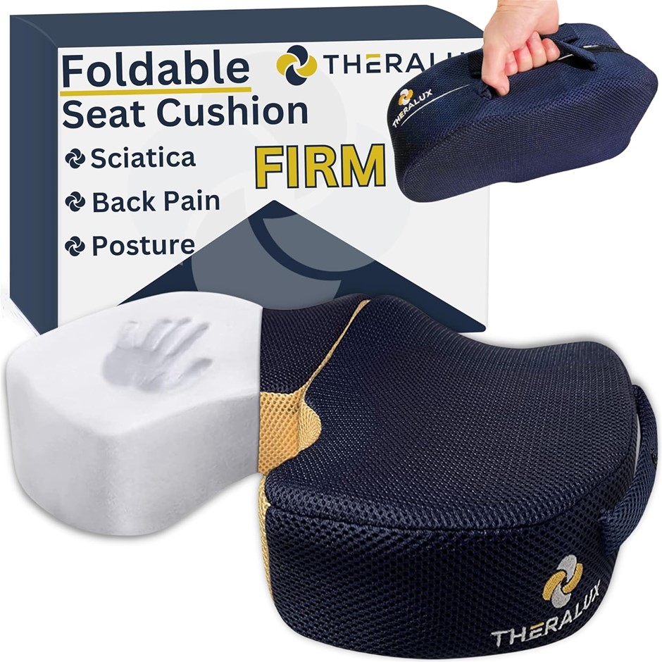 THERALUX Foldable Ergonomic Seat Cushion w/ Memory Foam.