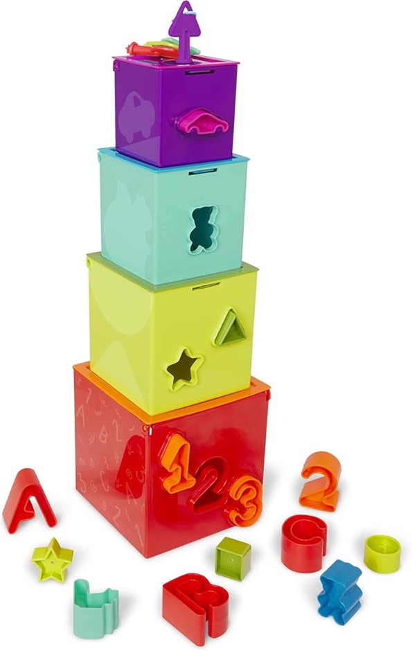 BATTAT– Sorting & Stacking Boxes – Nesting Toddler Play Cubes – Color-Coded