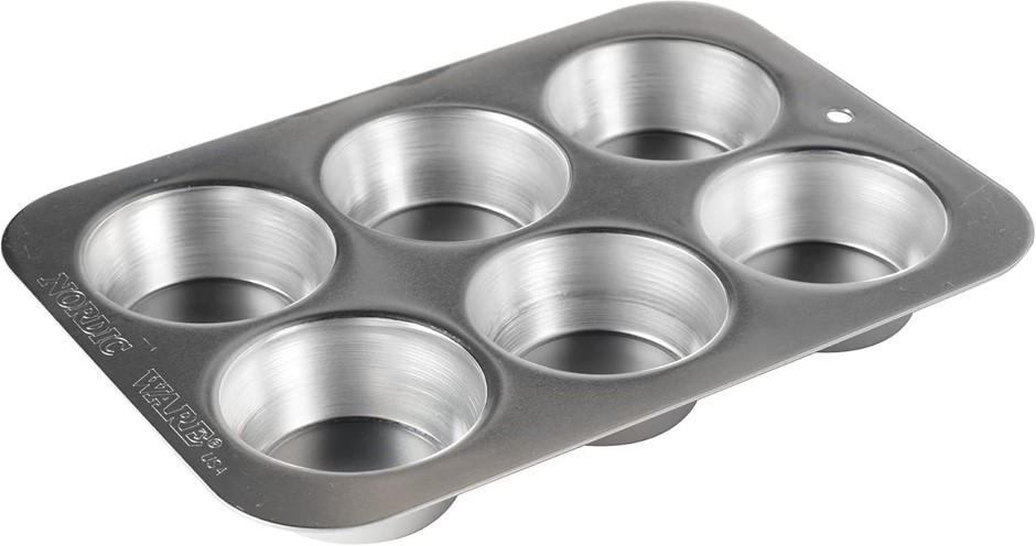 2 x NORDICWARE USA Natural Aluminium 6-Cup Muffin Pan, 25.5 x 18 x 3.5cm, S