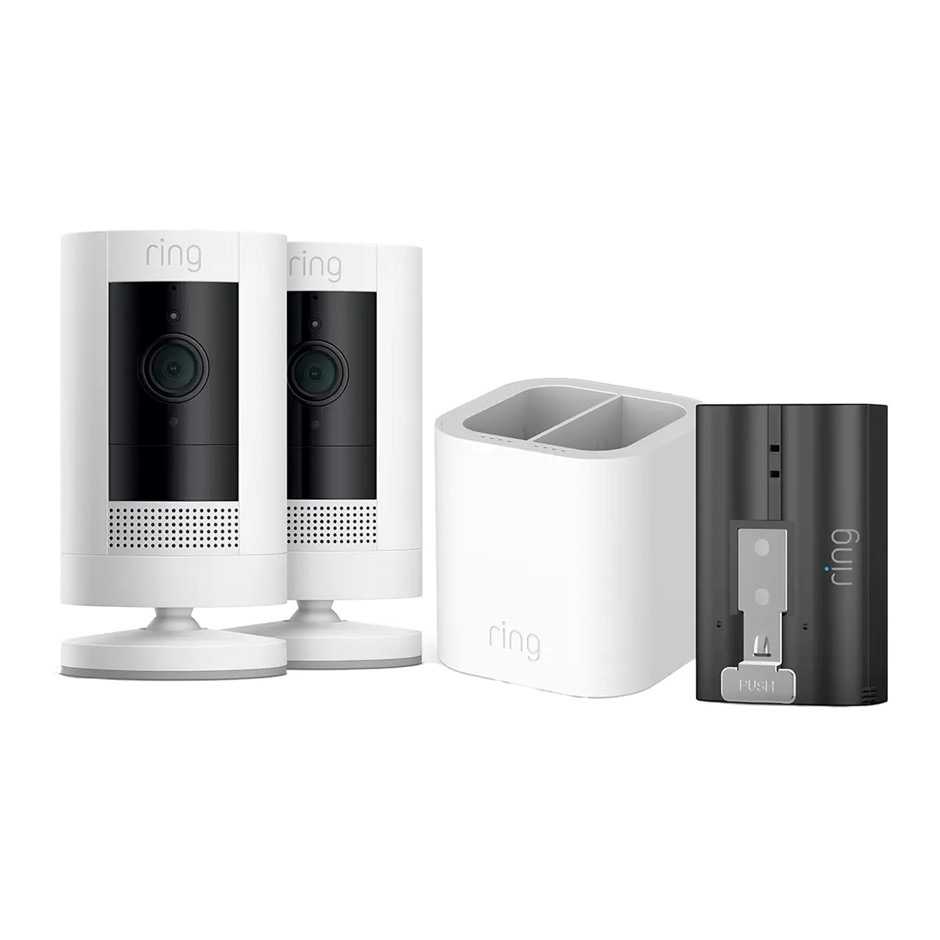 RING Stick Up Cam Battery 2 Pack And Dual Battery Charging Station With Add