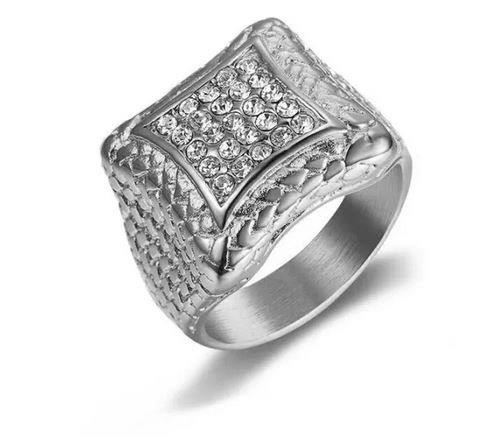 Italy 925 Silver Hip Hop Men's Ring (Stamps)-10 US