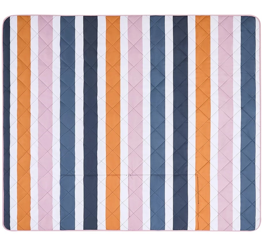 HUNTER Outdoor Picnic Blanket, 152 x 183 cm, Block Stripe Blue.