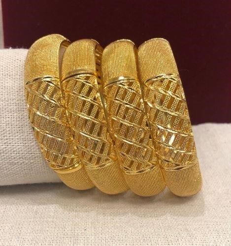 4pcs x 22KGoldFilled/Italy  Yellow  Bangles  with Stamp-59mm