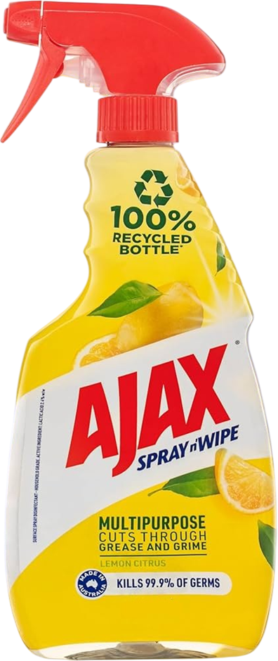 4 x AJAX Spray N' Wipe Lemon Citrus Spray Bottles, 750ml.